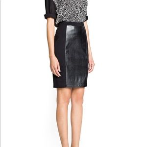 Mango  Faux leather panel skirt